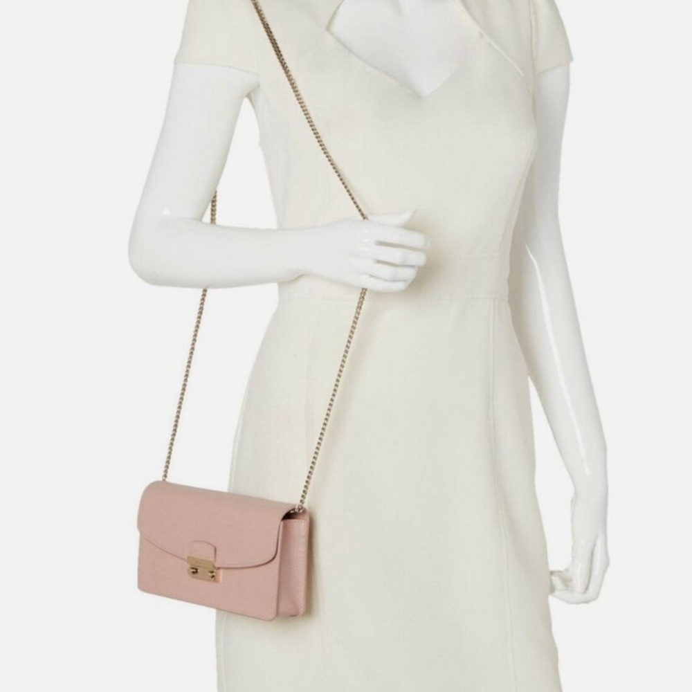 FURLA Julia XL Chain Crossbody, Saffiano leather, pink nude colour